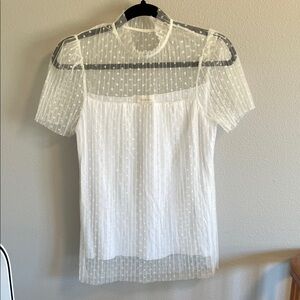 Bohme White Sheer Polka Dot Top